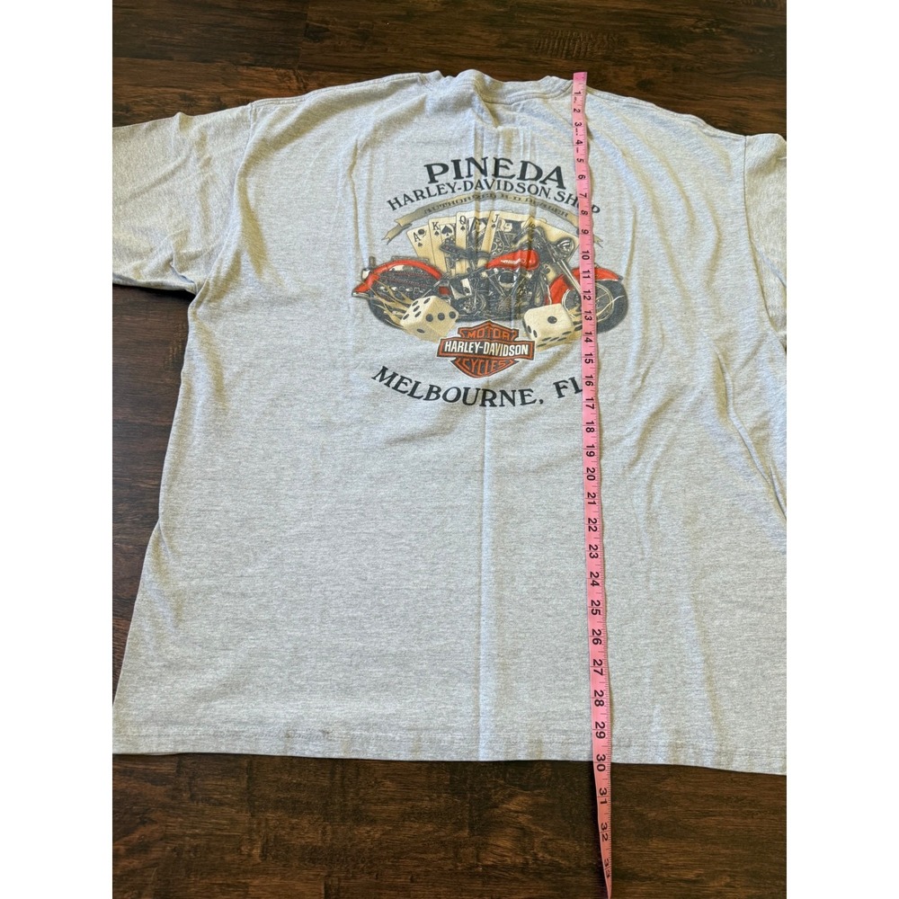y2k vtg Harley Davidson Tee 2XL Gray Florida Man Poker Skull‎ Wings Made in US - Picture 5 of 8